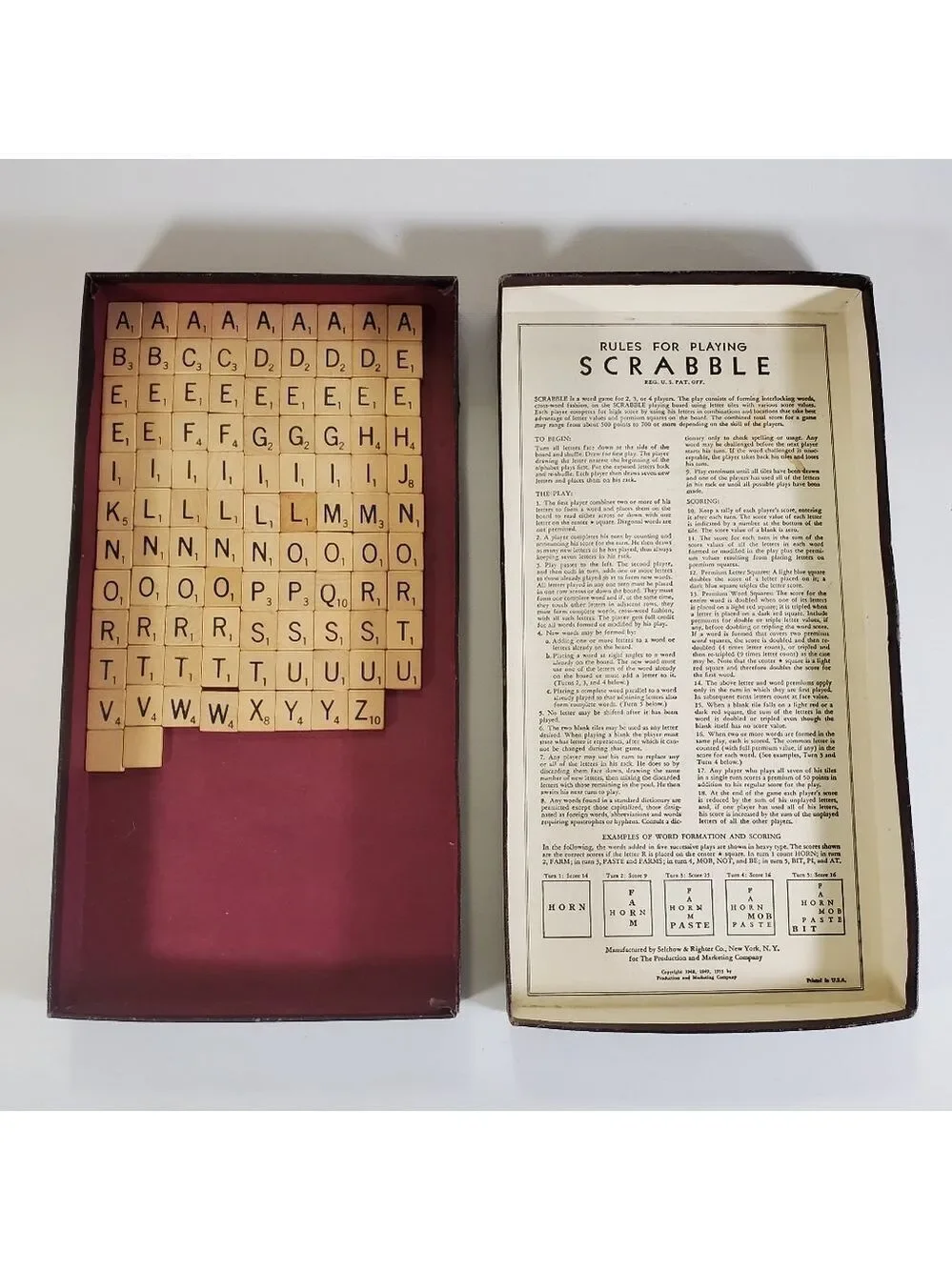 Scrabble Board Game Selchow & Righter Complete Vintage 1948 1953